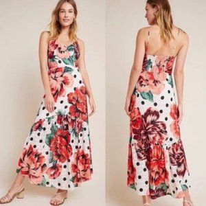 Farm Rio For Anthrpologie Riviera Maxi Dress Eyelet Floral Size 4 Women's